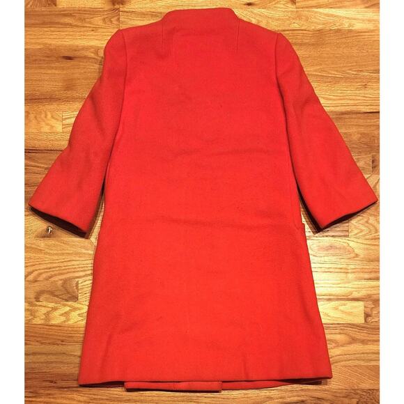 Vintage Pauline Trigere Bergdorf Goodman Large Vermillion Wool Coat Union Made - Picture 2 of 14